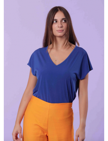 BLUSA SCOLLO V TINTA UNITA