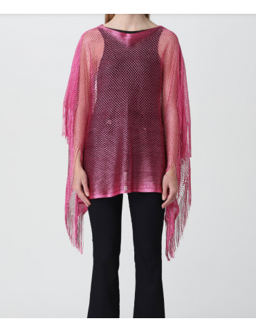 poncho rete frange lampone