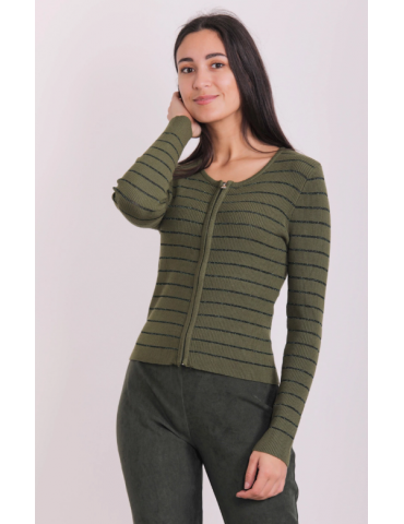 MAGLIA CON ZIP CON RIGHE LUREX