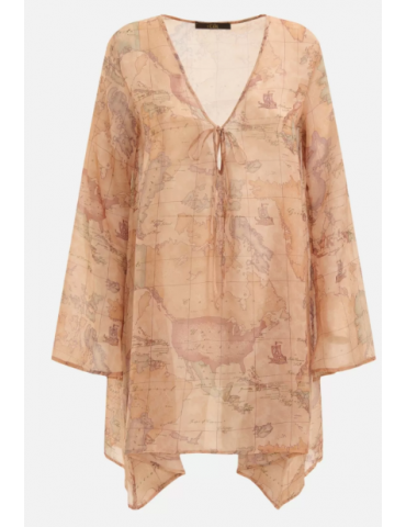 Caftano in voile con scollo...