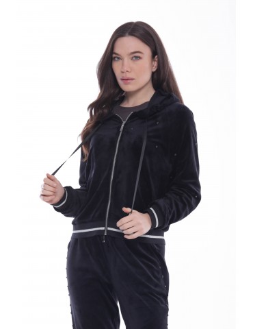 FELPA A ZIP IN VELLUTO CON...