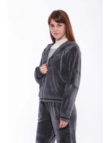 FELPA A ZIP IN VELLUTO CON...