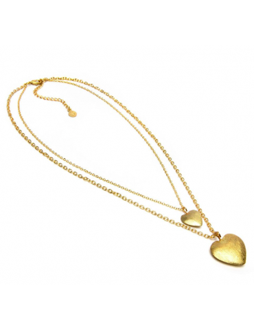 COLLANA 2 CATENE CUORI BOMBATI